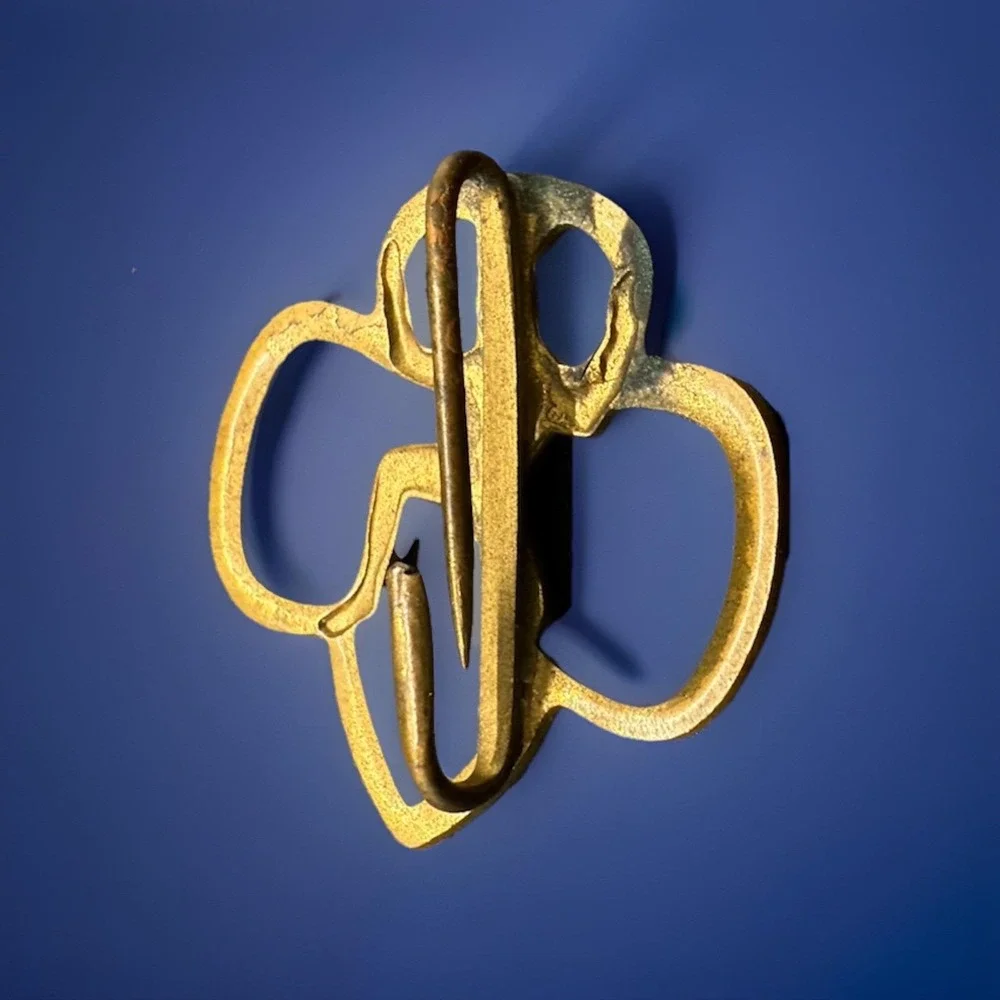Vintage Brownie Girl‎ Scouts Trefoil Elf Membership Pin, Brass C-Clasp, 1930-50s